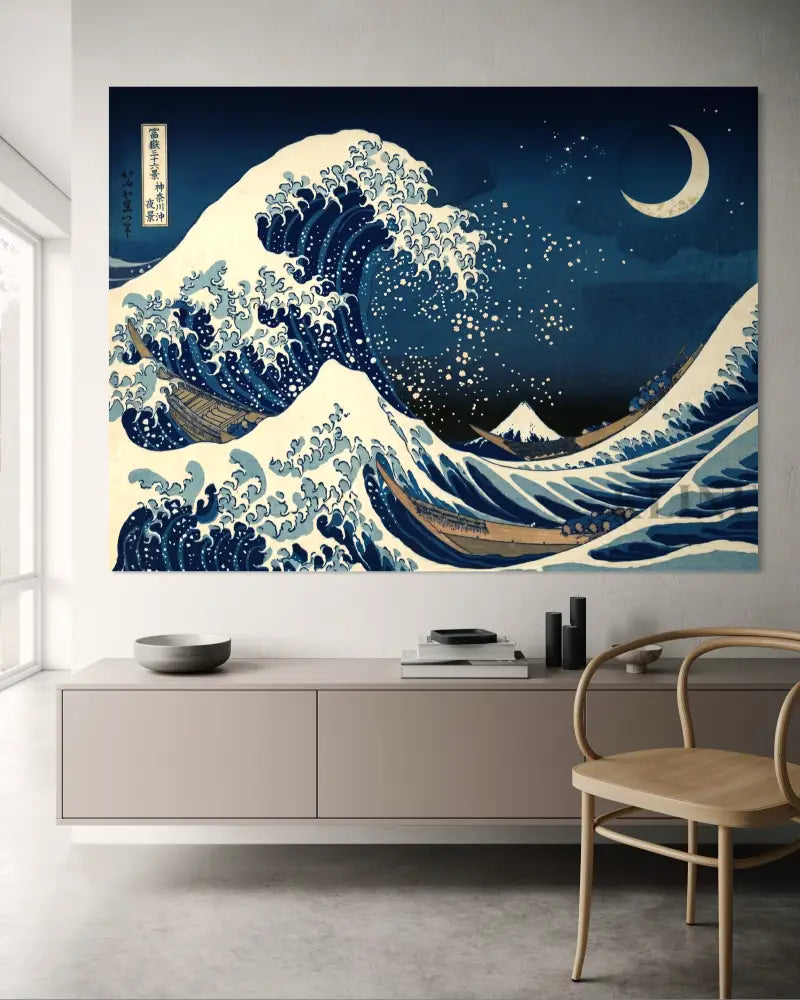 Moon Over Kanagawa - Hand Painting Grand art mural