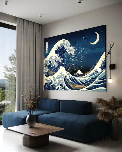 Moon Over Kanagawa - Hand Painting