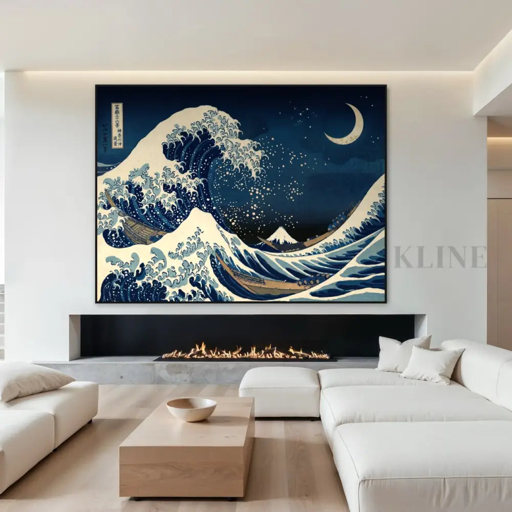 Moon Over Kanagawa - Hand Painting
