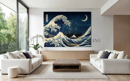 Moon Over Kanagawa - Hand Painting
