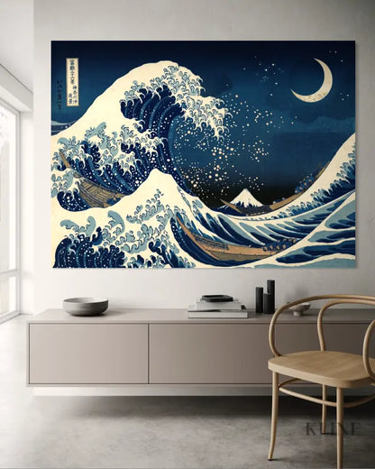 Moon Over Kanagawa - Hand Painting