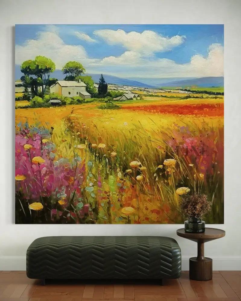 Moravian Fields - Hand Painting Art mural de salle à manger