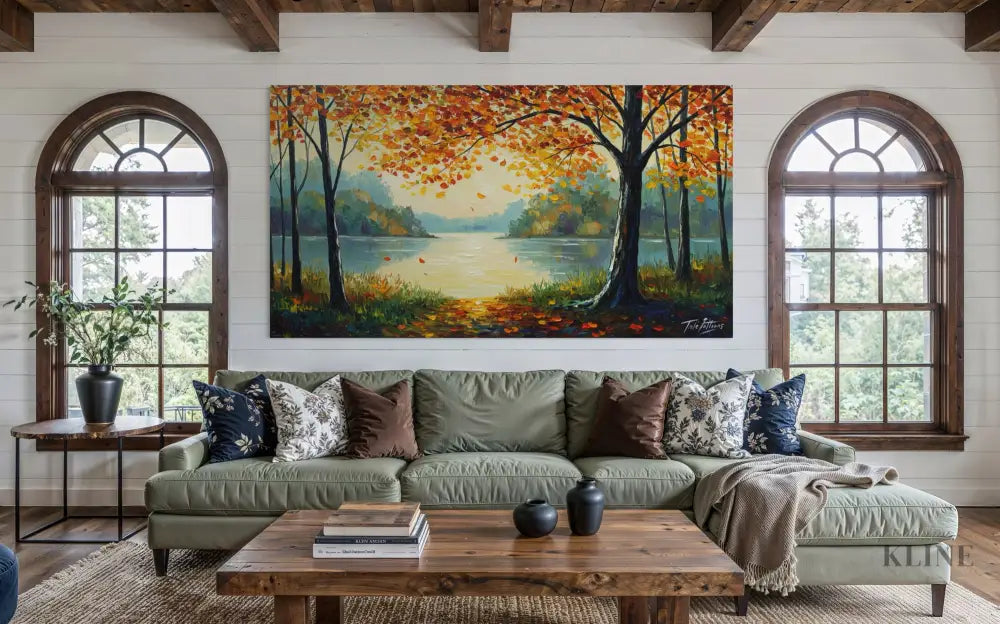 Morning Hues by the Lake - Hand Painting