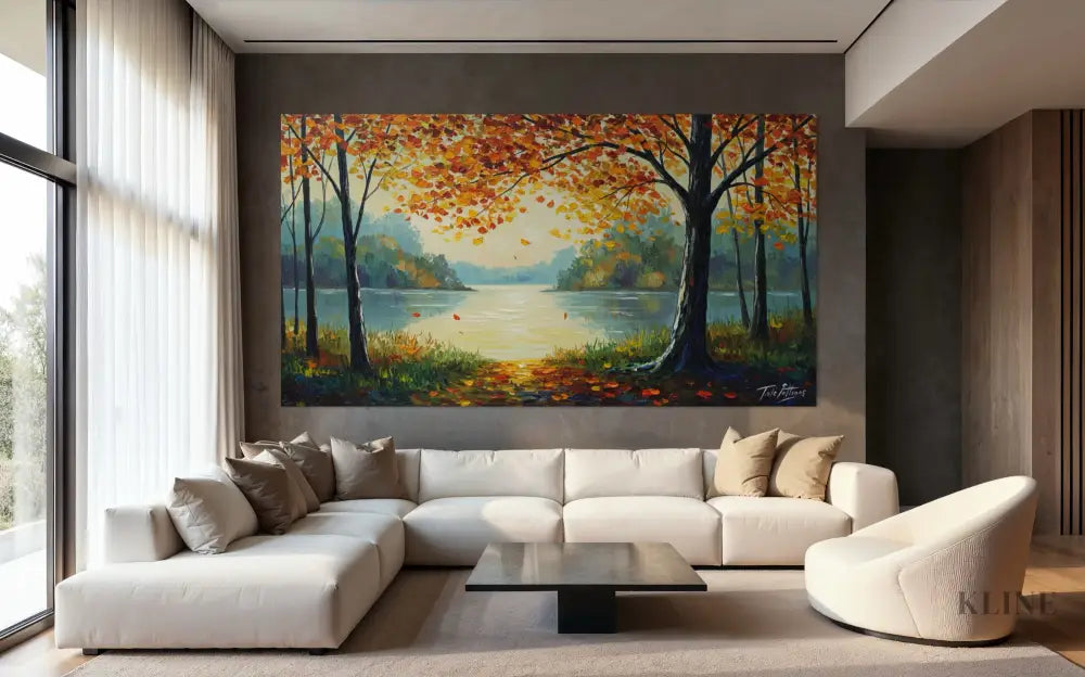 Morning Hues by the Lake - Hand Painting Original Paintings for Sale
