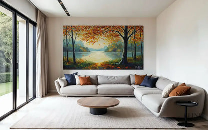 Morning Hues by the Lake - Hand Painting