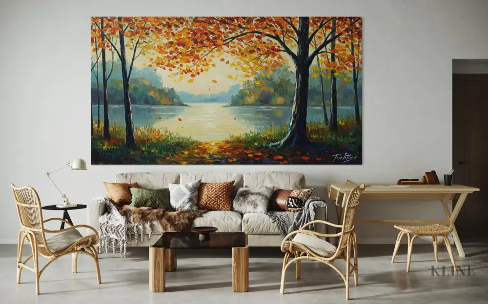 Morning Hues by the Lake - Hand Painting