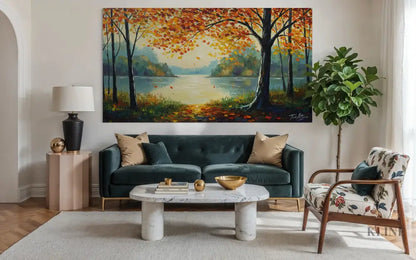 Morning Hues by the Lake - Hand Painting