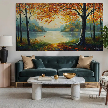 Morning Hues by the Lake - Hand Painting