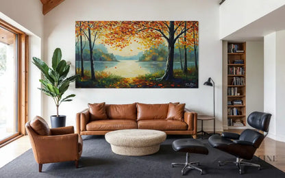 Morning Hues by the Lake - Hand Painting