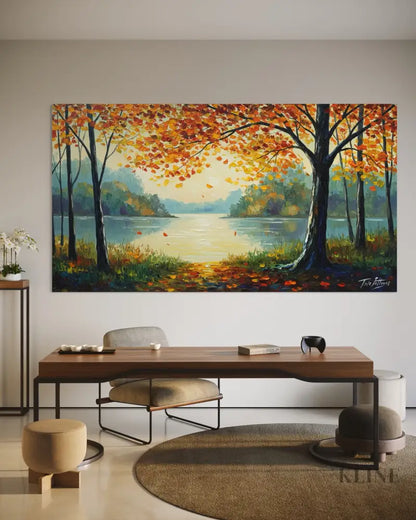 Morning Hues by the Lake - Hand Painting
