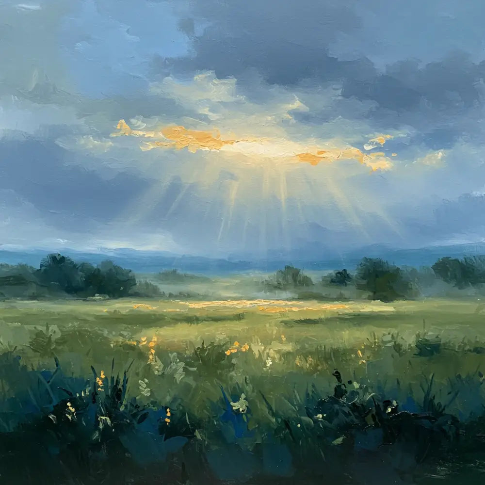 Morning’s Glimmer - Hand Painting Sonnenaufgangsgemälde