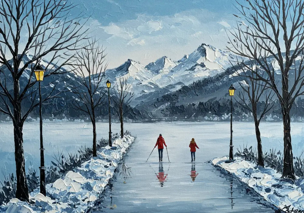 Mountain Reflections in Ice - Hand Painting Dining Room Wall Art