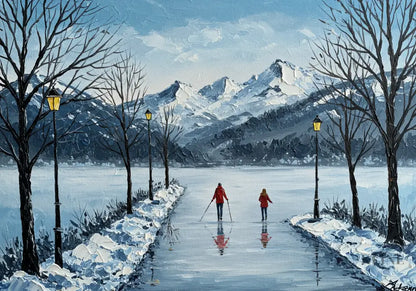 Mountain Reflections in Ice - Hand Painting
