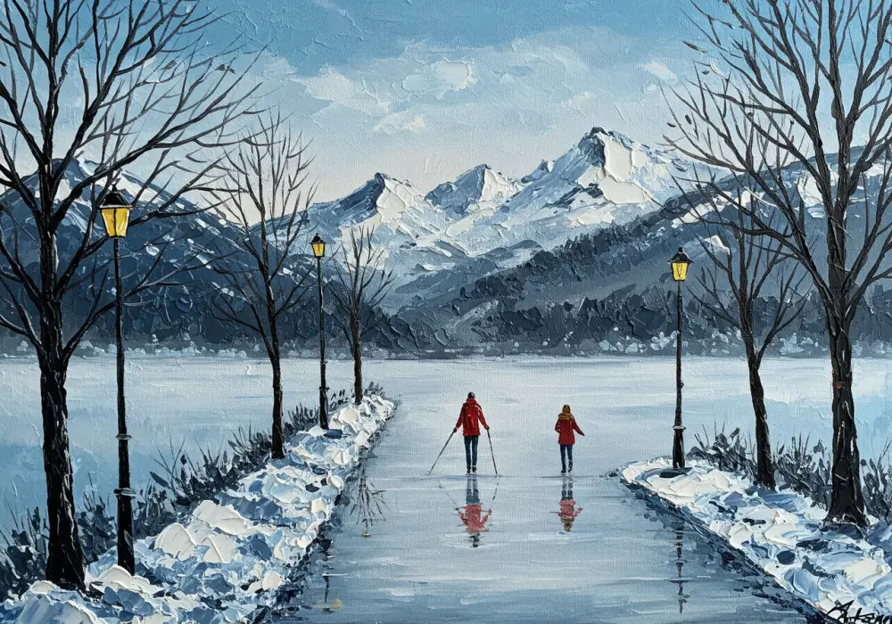 Mountain Reflections in Ice - Hand Painting