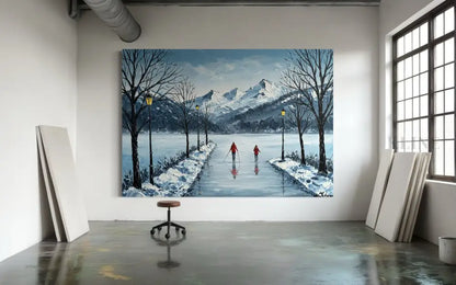 Mountain Reflections in Ice - Hand Painting