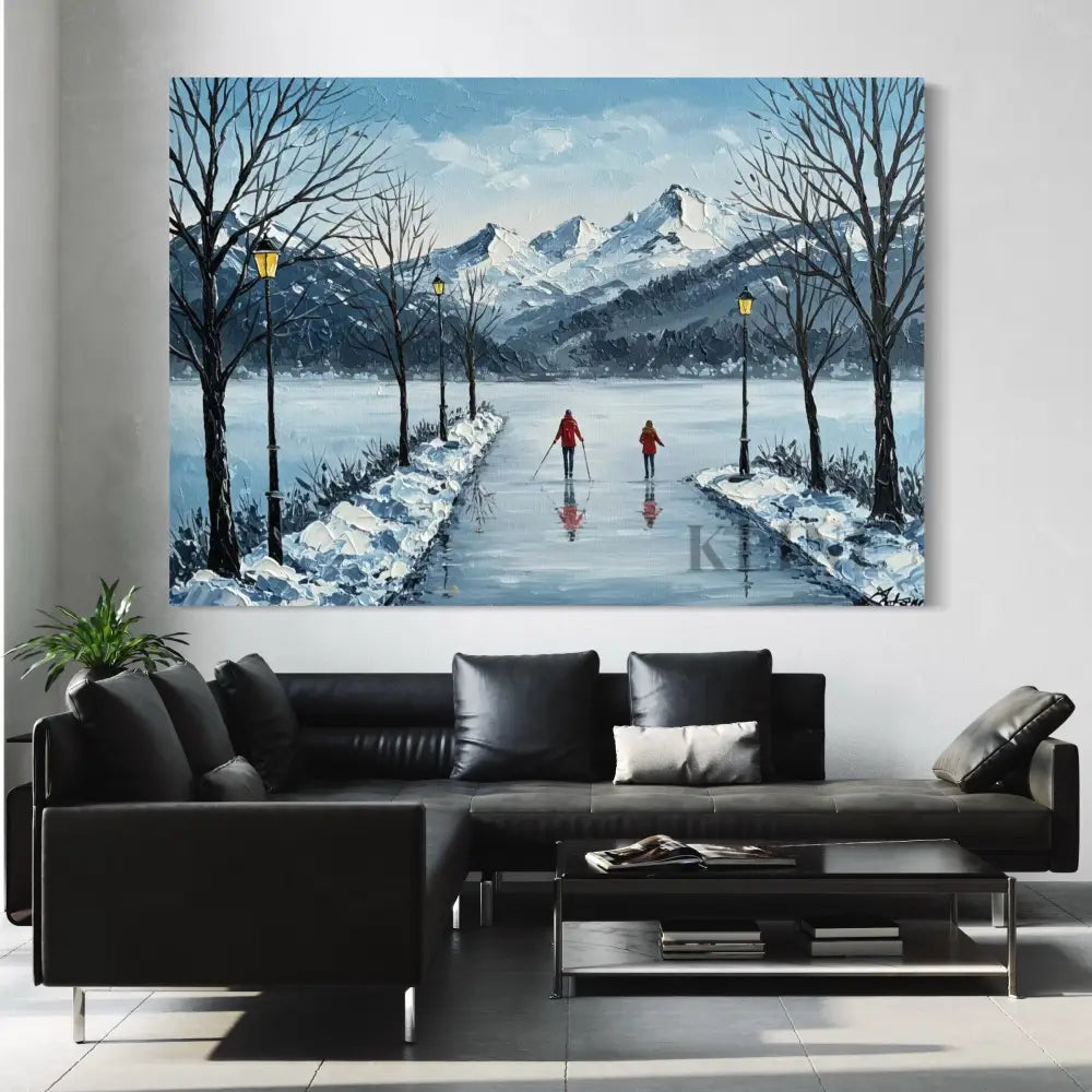 Mountain Reflections in Ice - Hand Painting Dining Room Wall Art