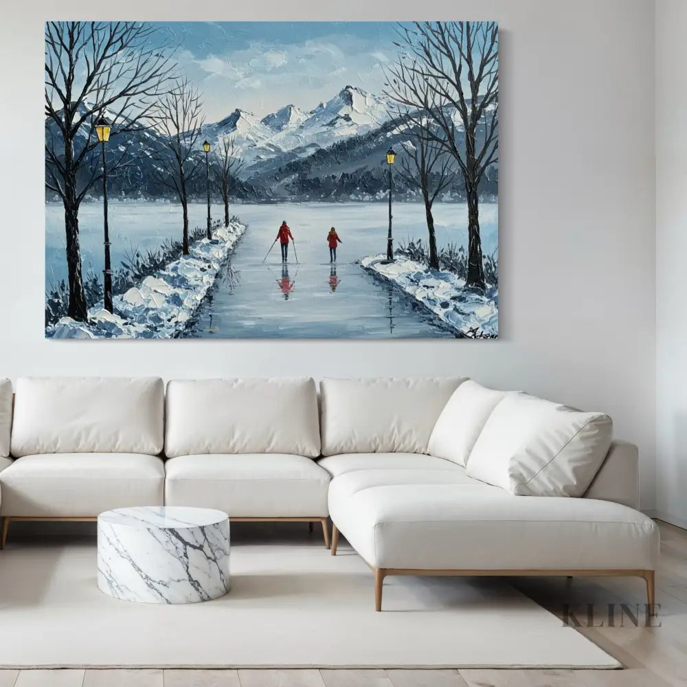 Mountain Reflections in Ice - Hand Painting Arte de pared de montañas