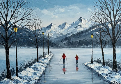 Mountain Reflections in Ice - Hand Painting