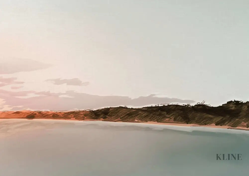 Hand-painted artwork of Muirs Beach at sunset, showcasing serene landscapes by Kline Collective, ready to hang. 