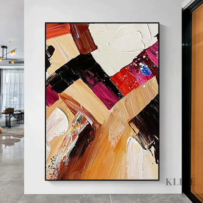 Multicolor and Red Wine Color Textured Painting - Hand Painting
