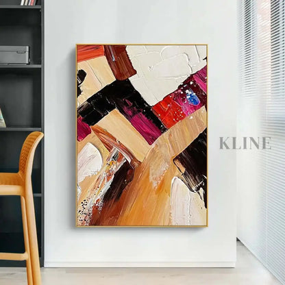 Multicolor and Red Wine Color Textured Painting - Hand Painting