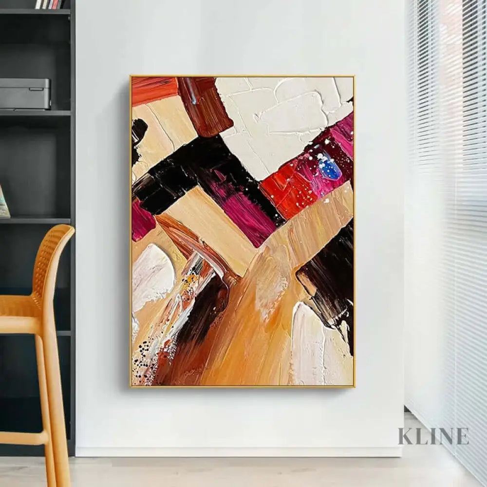 Multicolor and Red Wine Color Textured Painting - Hand Painting 