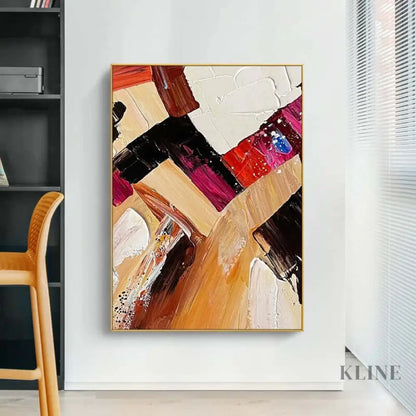 Multicolor and Red Wine Color Textured Painting - Hand Painting