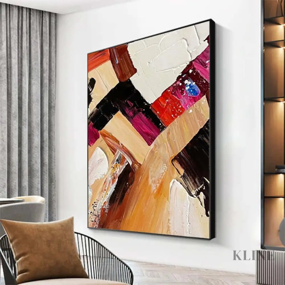 Multicolor and Red Wine Color Textured Painting - Hand Painting