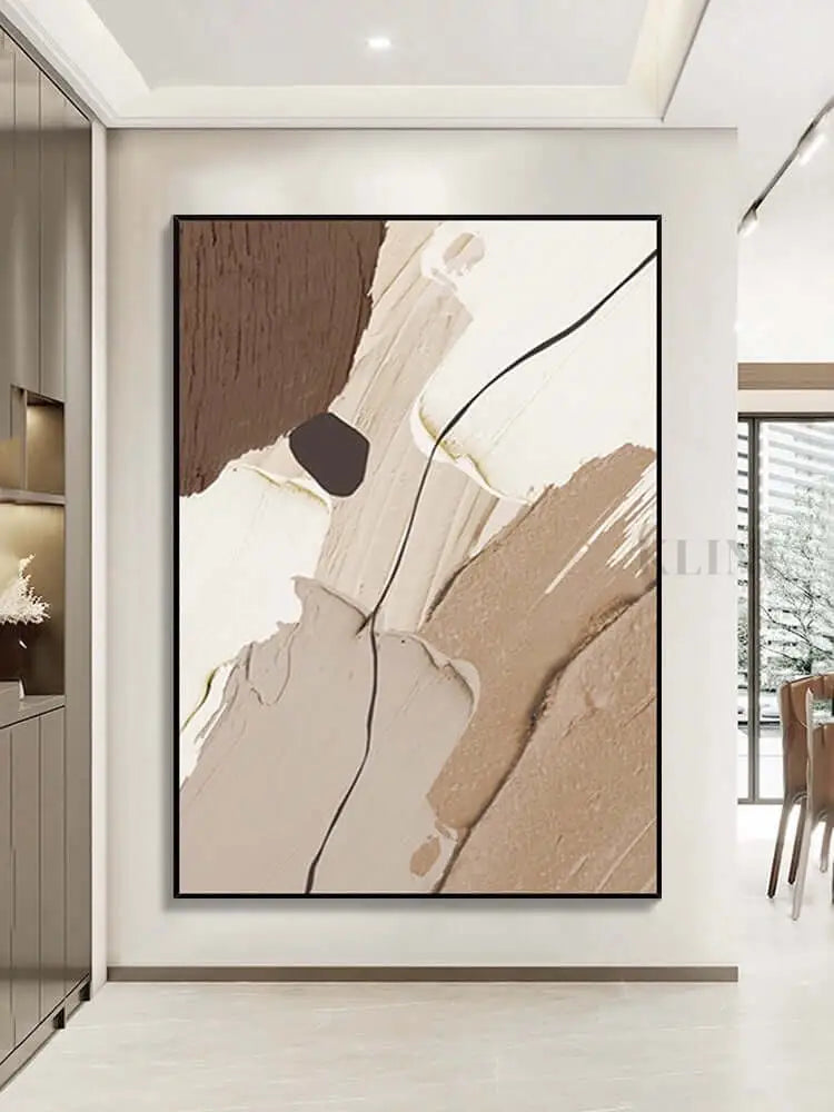 Multicolored Neutral Wall Art - Hand Painting Textured Wall Art