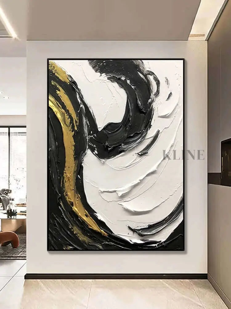 Multicolored Swirling Wall Art - Hand Painting ダイニングルームのウォールアート