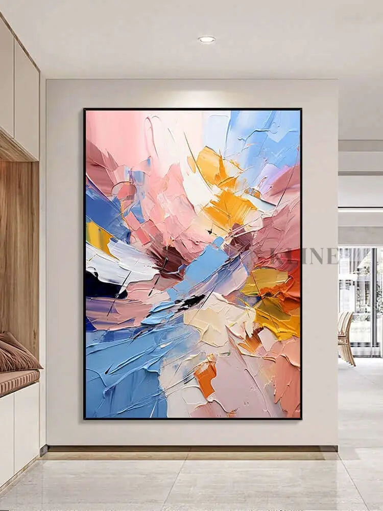 Multicolored Textured Wall Art - Hand Painting Plaster Art