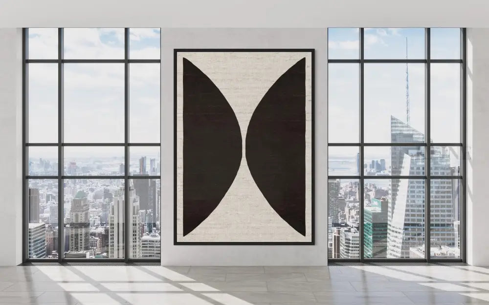 Natural Half Circles Black - Hand Painting