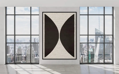 Natural Half Circles Black - Hand Painting