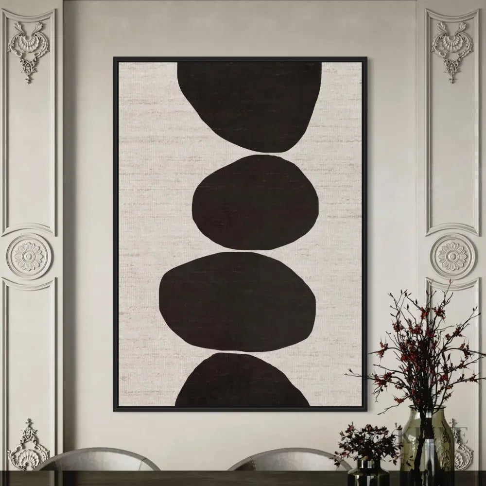 Natural Stacked Stones Black - Hand Painting 