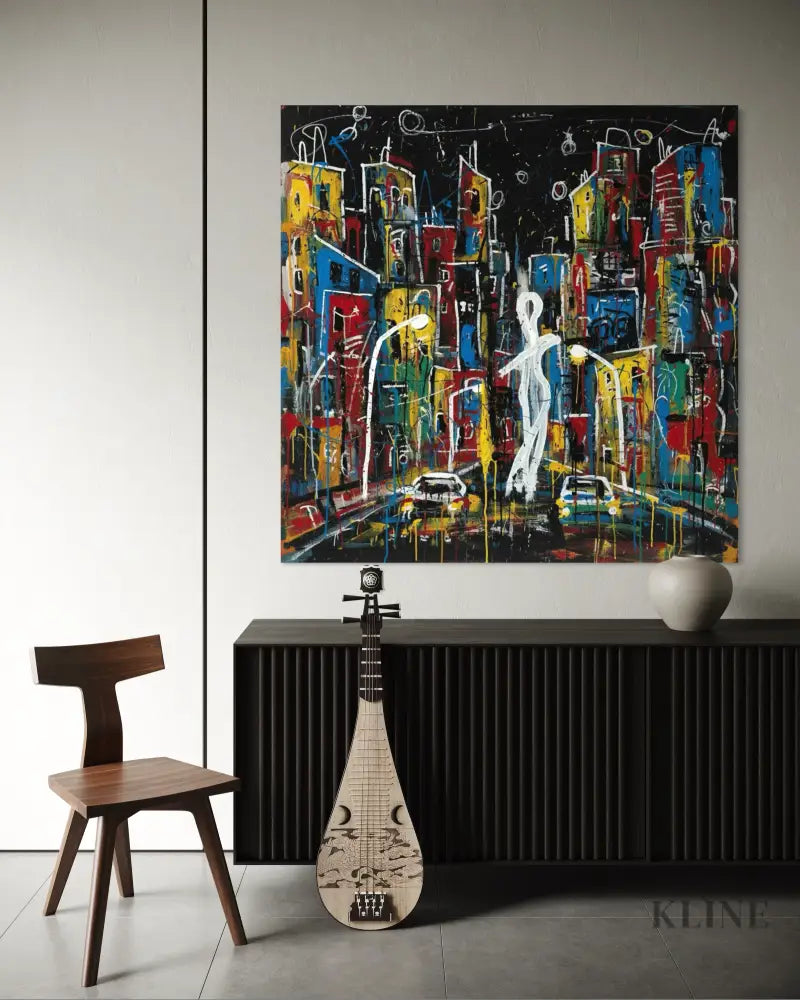 Neon Streets After Rain - Hand Painting Colorful Wall Art
