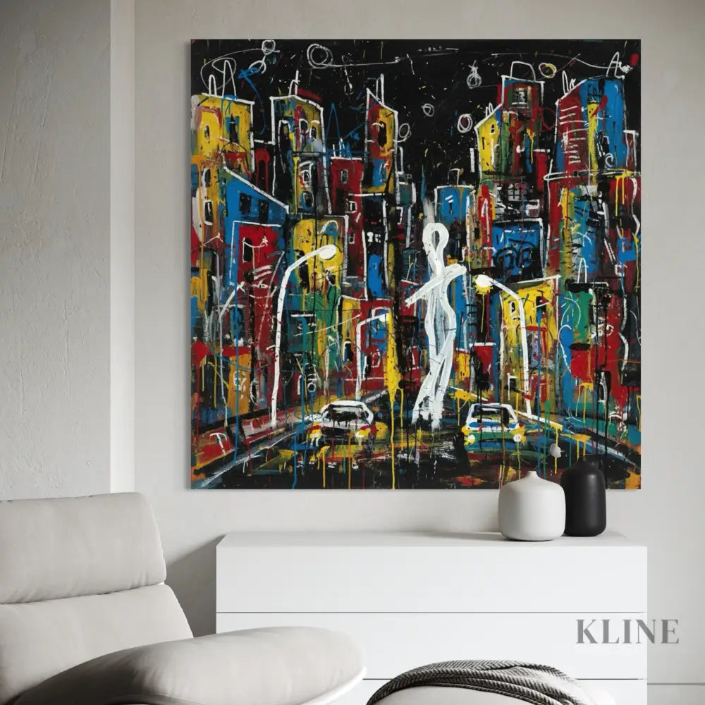 Neon Streets After Rain - Hand Painting Colorful Wall Art