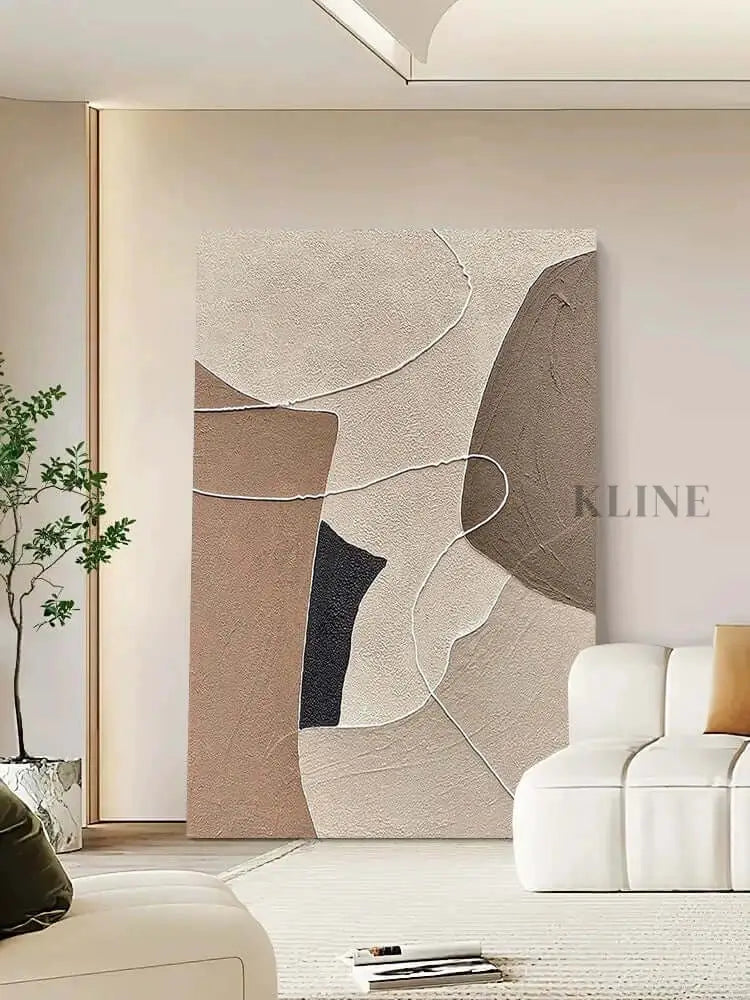 Neutral Zen Wall Art - Hand Painting Beige Wandkunst