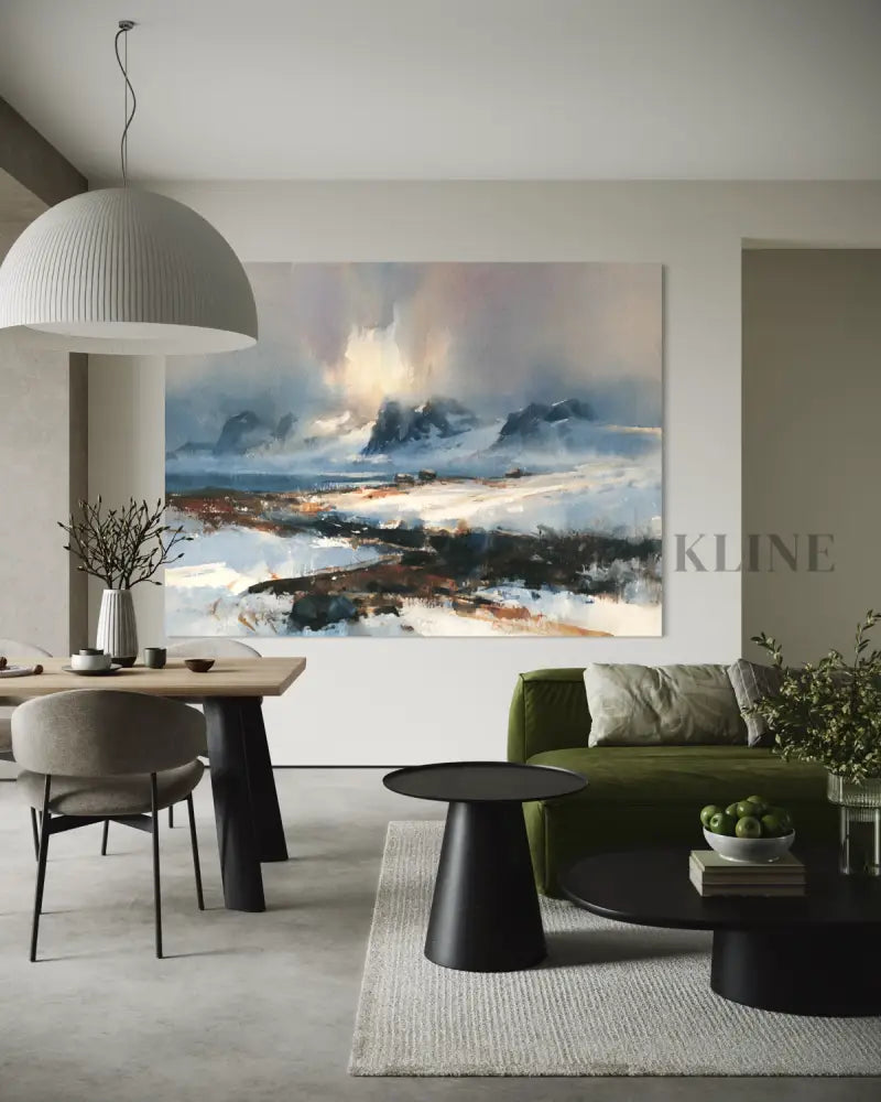 Northern Solitude - Hand Painting Winterliche Wandkunst