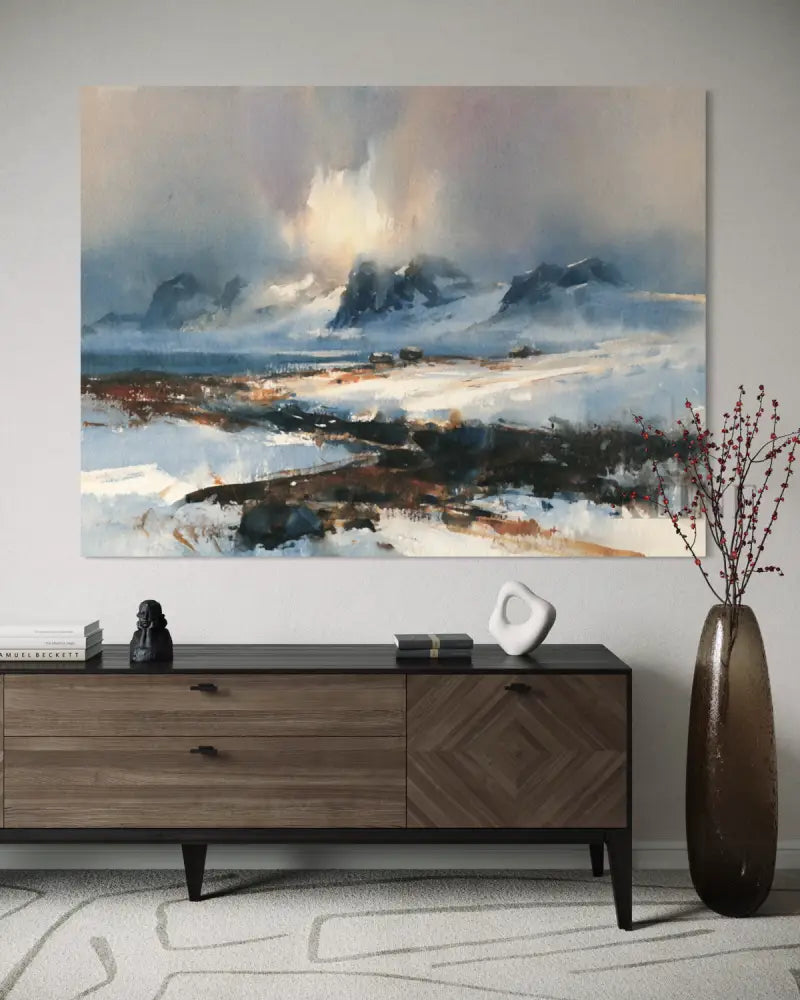 Northern Solitude - Hand Painting Winterliche Wandkunst