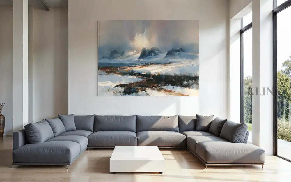 Northern Solitude - Hand Painting Winterliche Wandkunst