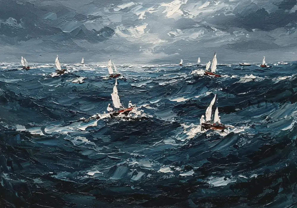 Oceanic Challenge - Hand Painting لوحات المناظر البحرية