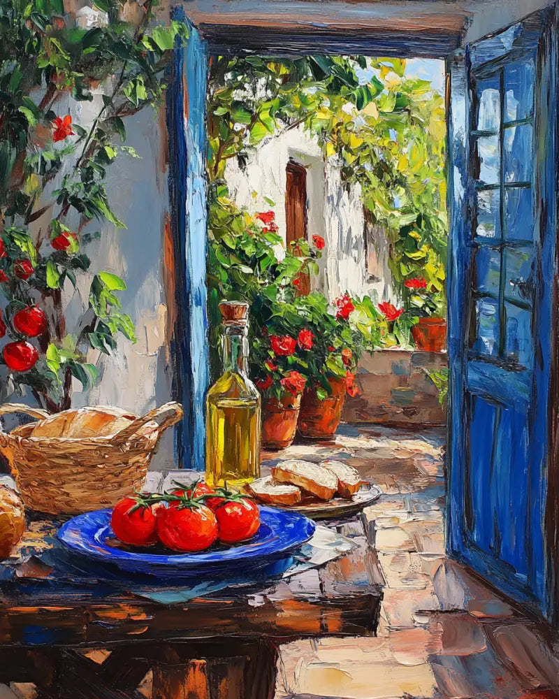 Olive Oil and Summer Light - Hand Painting Nature morte
