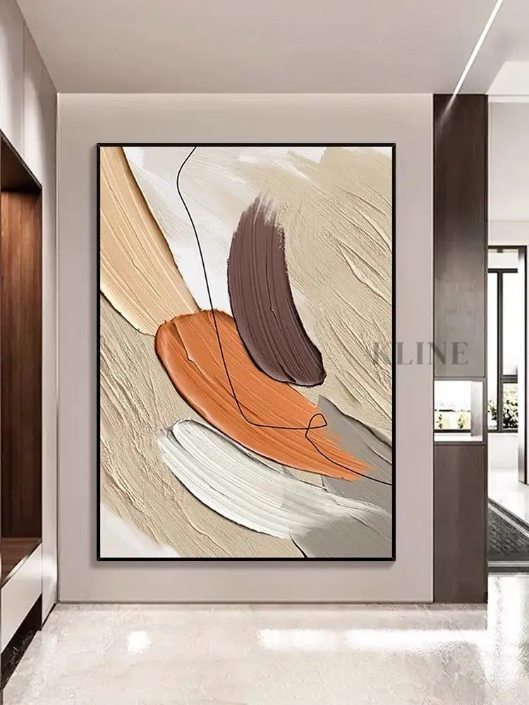 Orange and Beige - Hand Painting Grand art mural