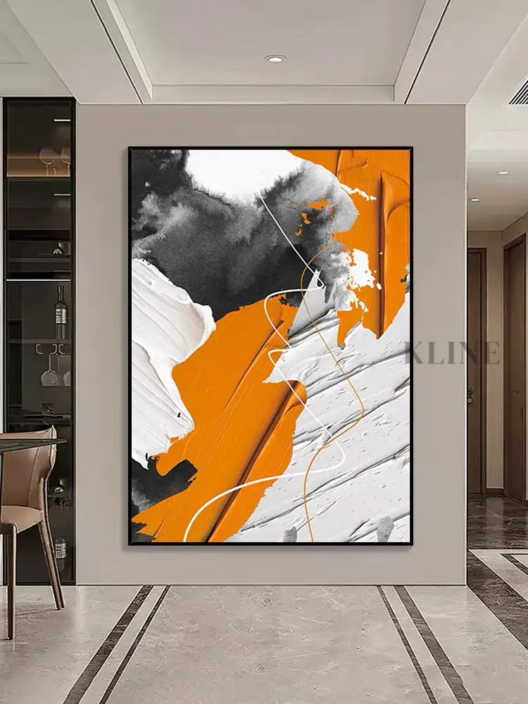 Orange and Black Textured Painting - Hand Painting