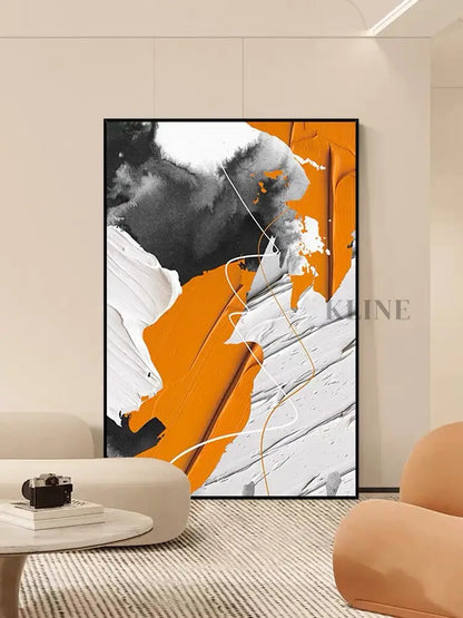 Orange and Black Textured Painting - Hand Painting