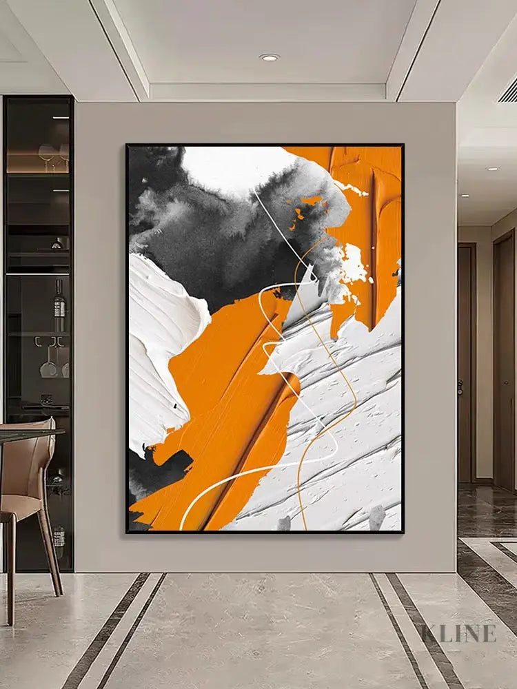 Orange and Black Textured Painting - Hand Painting 