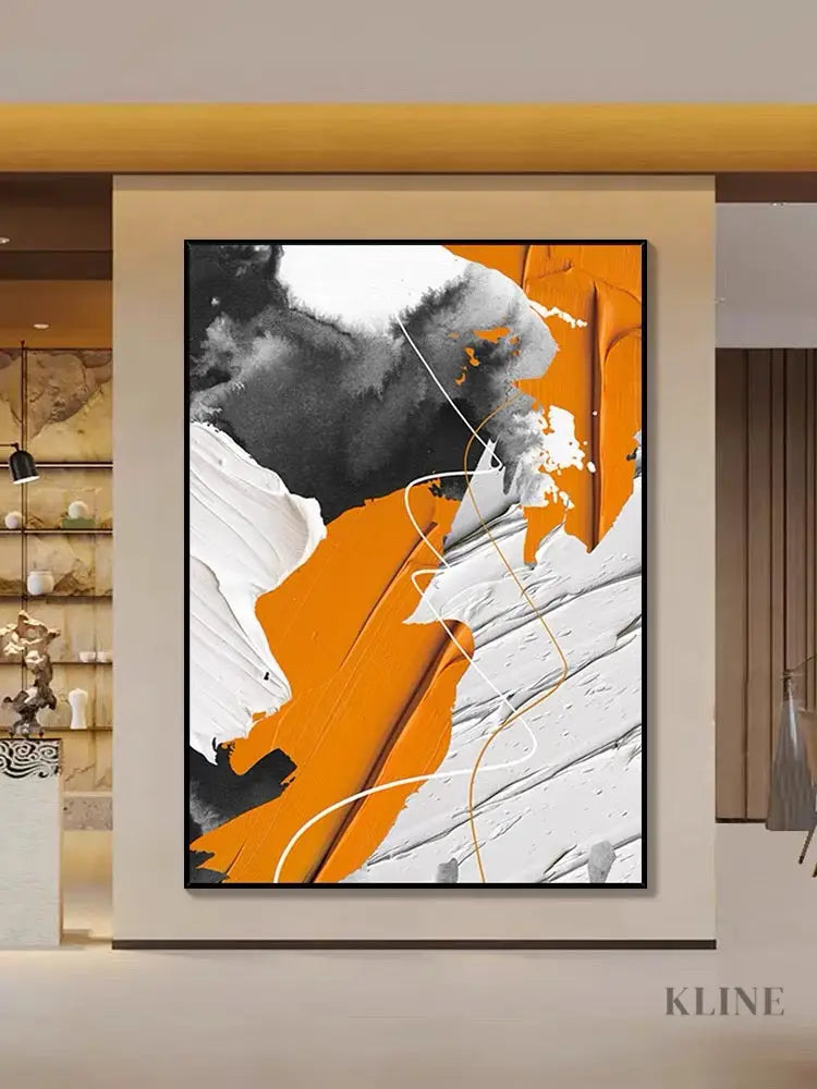 Orange and Black Textured Painting - Hand Painting