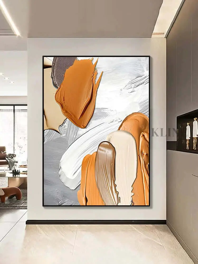 Orange and Brown Textured Wall Art - Hand Painting