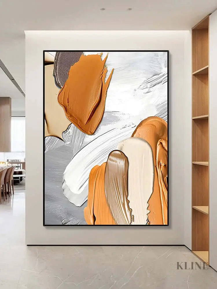 Orange and Brown Textured Wall Art - Hand Painting