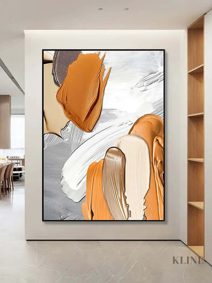 Orange and Brown Textured Wall Art - Hand Painting